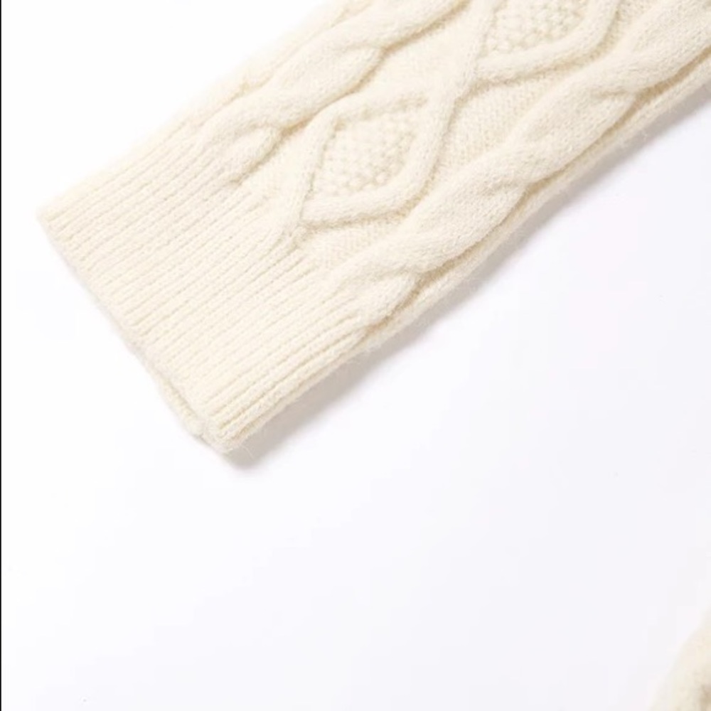 Dreamy Cable Knit Cream Open Back Sweater Dress - Picture 13 of 15